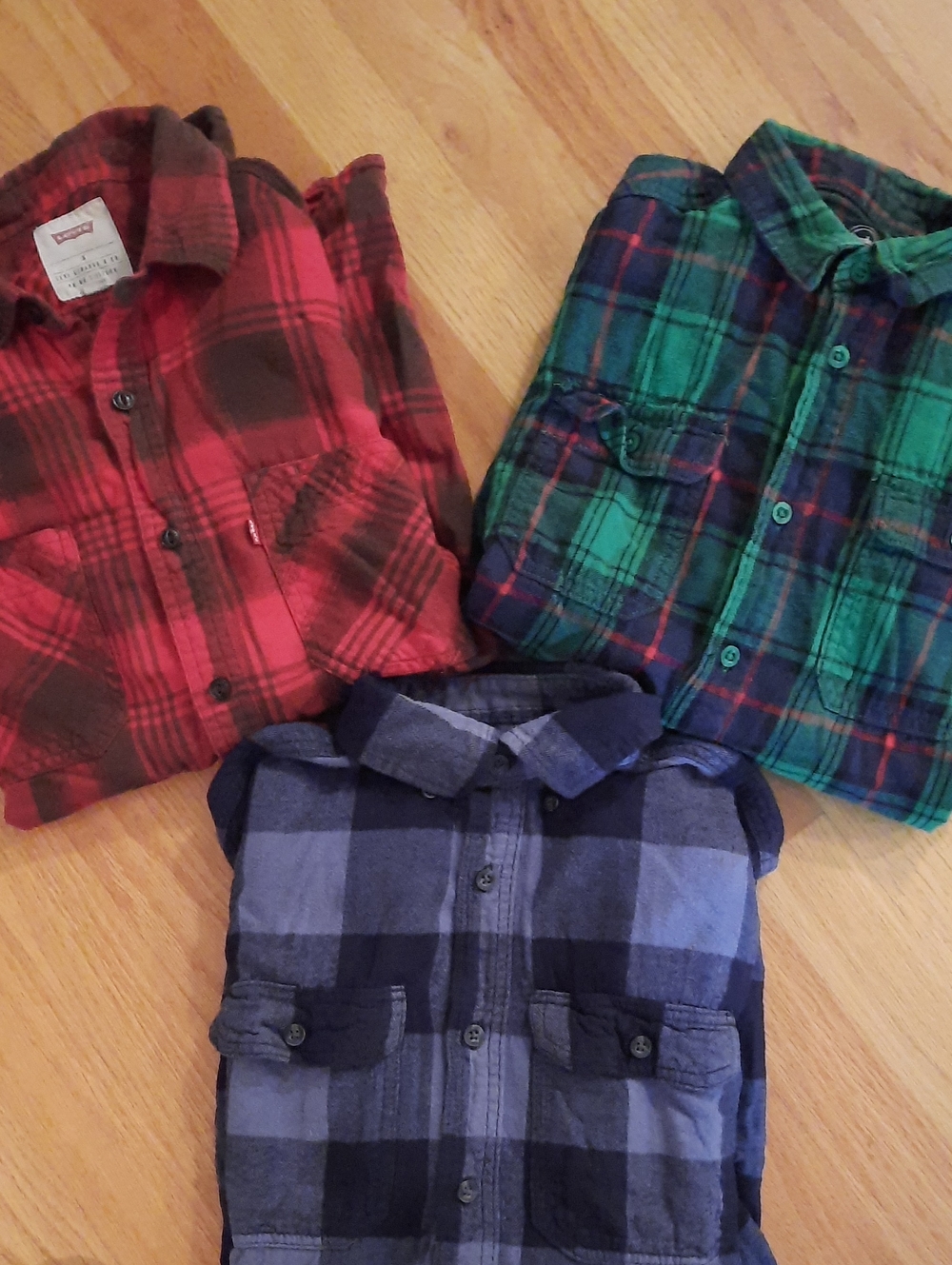 Levi's Kids XXL Plaid Button-Down Shirts Lot Of 3 Boys Winter Wear Tops 18
